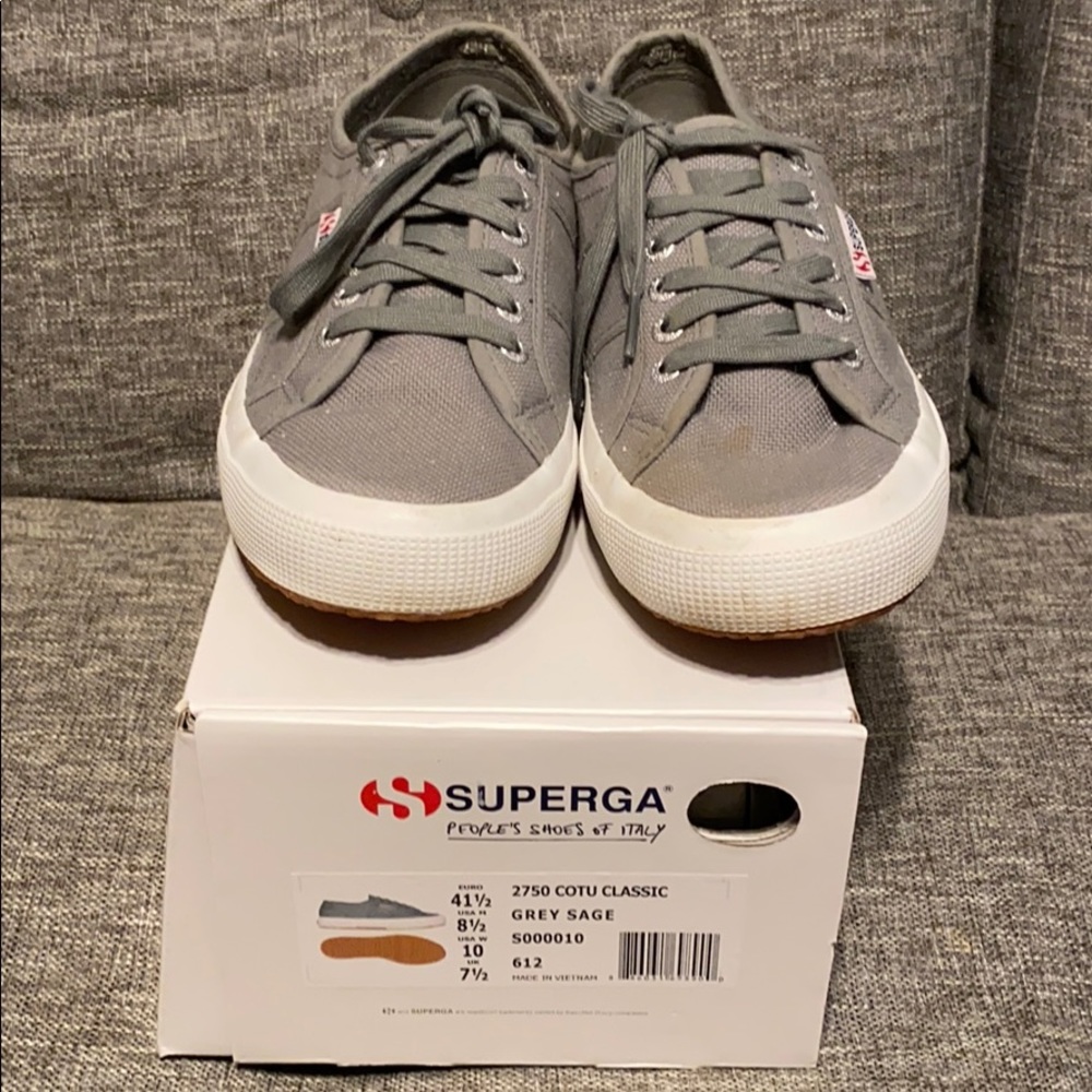 Grey sage superga sneakers